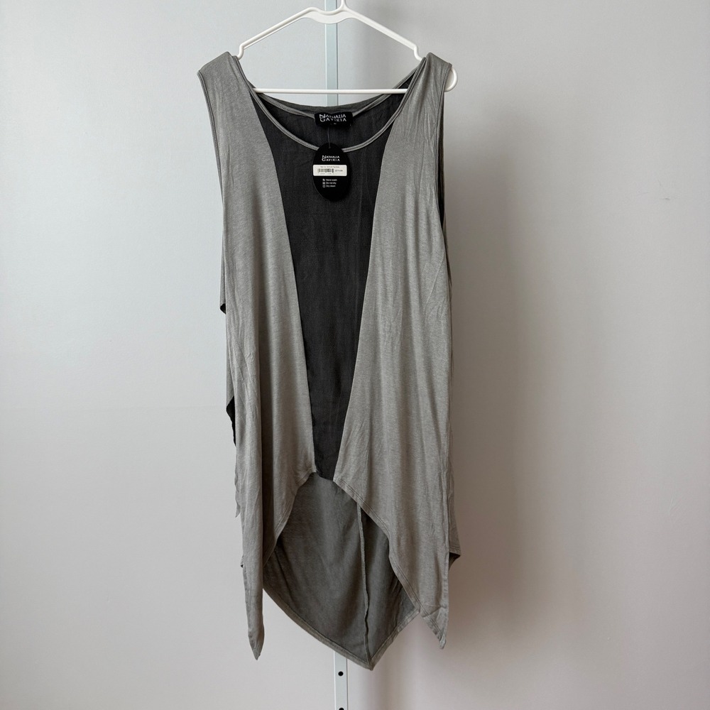 Nathalia Gaviria S Grey Damian Top Asymmetrical Drape Tank Lagenlook NWT